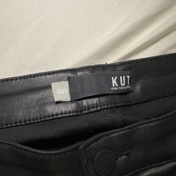 Kut From The Kloth Womens Size 16 W High Rise Fab Ab Flare Faux Black Leather - Picture 10 of 13